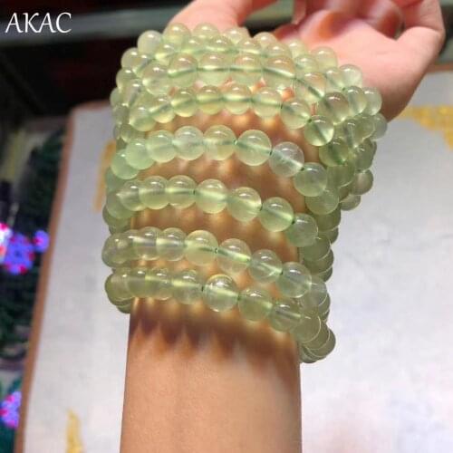 Free shipping approx8mm 22-23beads A natural green prehnite bracelet for women bracelet