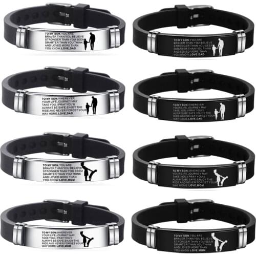 To My Son Bracelet You Are Brave Than You Believe Stainless Steel Bracelets Souvenir Silicone Bracelet Jewelry