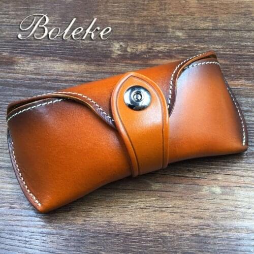 Cow Leather Glasses Case Box Handmade Luxury Hard Spectacles Sunglasses Bags Eyeglasses Eyewear