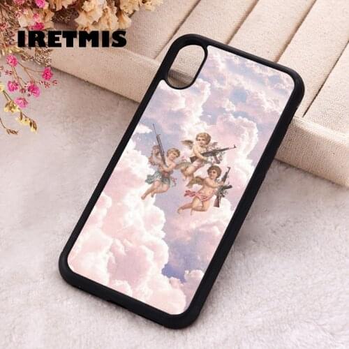 Iretmis 5 5S SE 2020 Phone Cover Case for iPhone 6 6S 7 8 Plus X Xs XR 11 12 Mini Pro Max Rubber Silicone Aesthetic Cloud Angels