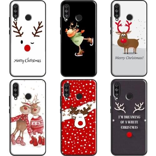 Merry Christmas Elk Cartoon Case For Huawei P40 Lite P10 P20 P30 Mate 10 20 Lite Mate 30 Pro P Smart Z 2019 Coque