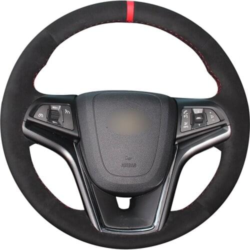 Black Suede Red Marker Car Steering Wheel Cover for Chevrolet Malibu 2011-2014 Volt 2011-2015