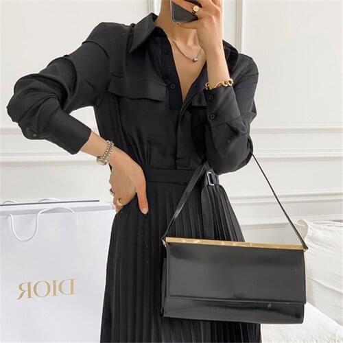 Alien Kitty 2021 Gentle Pleated Printing All Match Fashion Office Lady Sweet Streetwear Loose Chic Sexy Long Dresses Vestidos