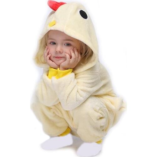 Cartoon Chick Child Kigurumis Onesie Pajamas Suit Kids Sleepwear Flannel Clothes Carnival Cospaly Party Jumpsuit Children
