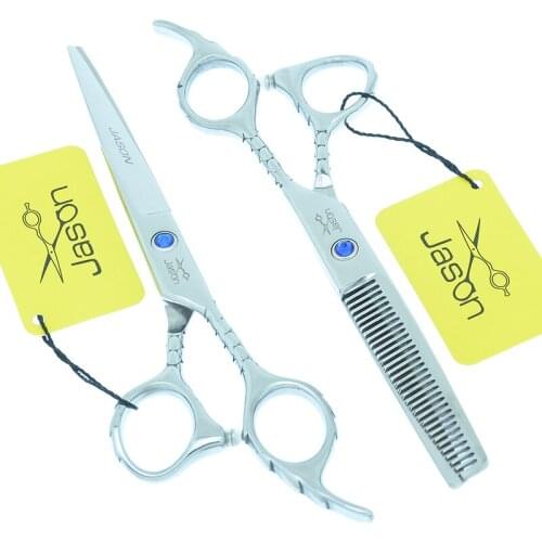 Jason 6 inch Salon Hairdressing Cutting Scissors Thinning Shears Professional Barber Set Haircut Razor Hair Styling Tool A0107D