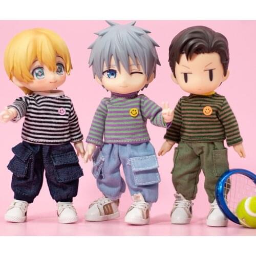 Ob11 baby clothes Long sleeve stripe T Shirt Molly clothes 1/12 BJD doll P9 GSC can wear top doll clothes