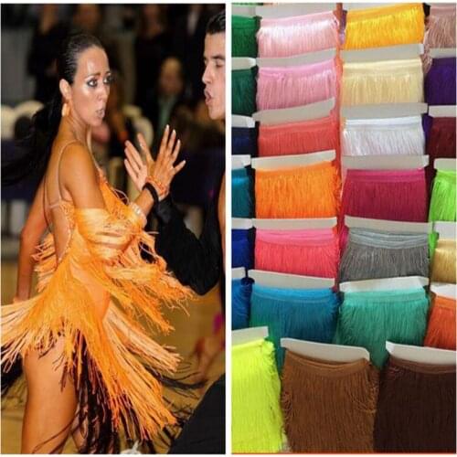 Gagqeuywe 10m Latin Fringe Tassel Chainette Fringes Polyester Trimming Dance Dress Macrame Tassel wide 30cm