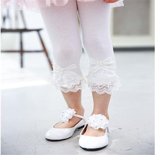 Girls lace cropped leggings summer thin section childrens cotton medium and large girls' pants 2021 New 25