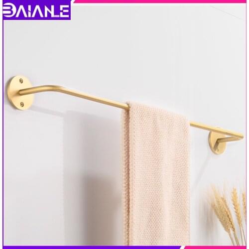 Brass Towel Bar Single Gold Towel Holder Rack Toilet Wall Mounted Towel Rack Hanging Holder Round Shape Bathroom Accessories