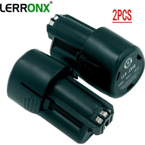 LERRONX 2PCS 10.8V 1500mAh Li ion Rechargeable Battery Replacement for Bosch Cordless Drills BAT411 BAT411Ab BAT412A BAT413A