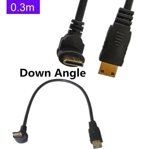 Mini HDMI Extension Cable Mini HDMI Male to 90 Degree Down Angle Mini HDMI Male Cord 0.3m