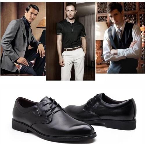 Male business casual Leather shoes small Size 35 - Large Size 47 genuine leather lace up British Style Mens shoes spring Winter