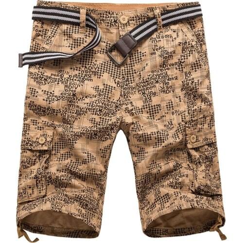 Mens Casual Style Military Cargo Shorts Loose Fashion Baggy Tactical Army Camouflage Overalls Shorts Cheap Plus Size (No Belt)