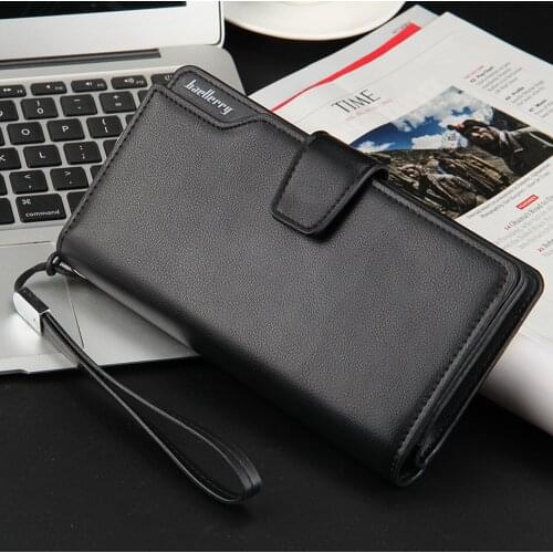 Men Bifold Leather Wallet Long Zip Clutch Purse Credit ID Card Holder Mens Phone Pocket Coin Luxury Business Male Wallets