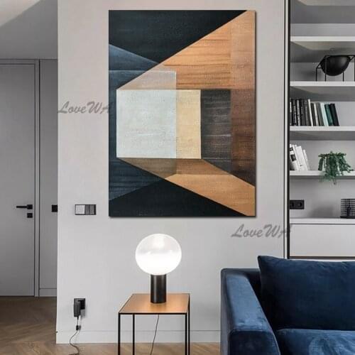 New Arrival Abstract Geometric Pattern Texture Paintings Hand Painted Oil Painting On Canvas Color Is Dark Home Decoration