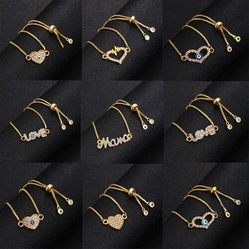 New fashion "Mom" charm LOVE bracelet ladies love ECG bracelet and bracelet adjustable pulse lucky eye jewelry gift