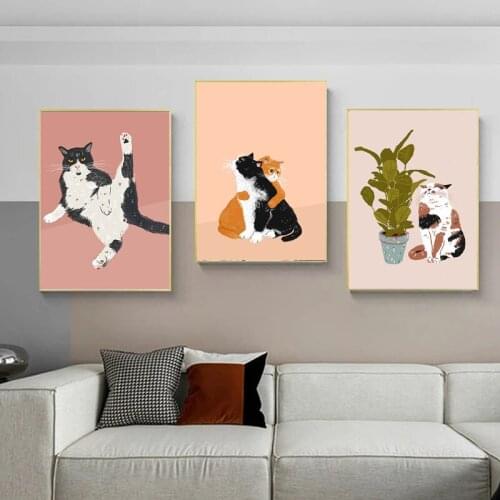 Cat Gifts Wall Art Canvas Painting Funny Cats Posters and Prints Vintage Art Pictures for Living Room Bedroom Home Decoration