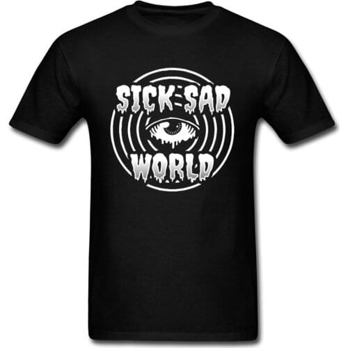 Sick Sad World T Shirt Rebel Man Tops Black T-shirt Hip Hop Clothes All Seeing Eye Printed Tee Cotton Tshirt Rock