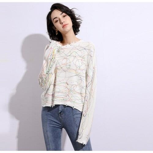 Colorful tie-dye sweet loose sweater women 2020 autumn new Korean round neck pullover long sleeve sweater top