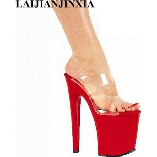 LAIJIANJINXIA 20cm High-Heeled Shoes Sexy 8 Inch Heel High Platform Slip On Sexy Stripper Shoes Open Toe Womens Dance Shoes