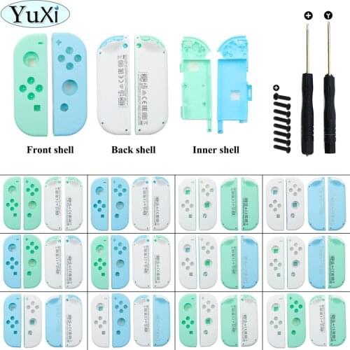 YuXi Animal Crossing Replacement Housing Shell Case For Nintend Switch Joycon Left Right Controller Cover with middle frame