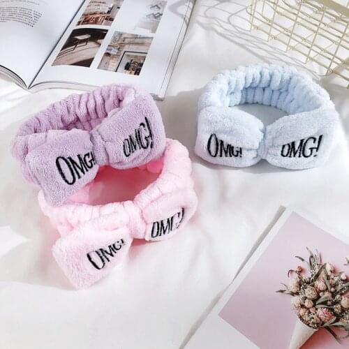 New Headbands for Women Letter"OMG" Flannel Soft Bow Girls Turban Cute Hair Holder Hairbands Hair Band Headwear Hair Accessorie