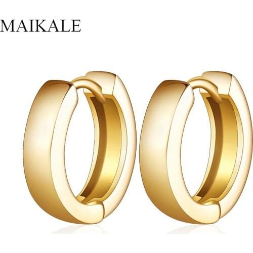 MAIKALE Tiny Gold Hoop Earrings for Women Simple Metal Small Round Circle Earring Female Classic Jewelry Accessories Gift