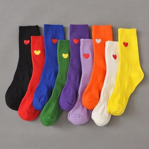 Socks Women Autumn and Winter Korean Pile Socks High Tube Pure Cotton Women Socks Love Cotton Socks Skateboard Sport Socks