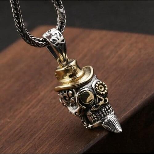 Women Jewelry Skull Pendant Necklace Vintage Gold Silver Color Color Punk Motorcycle Necklace