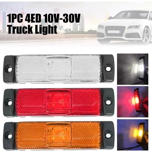 1PC 4 LED Truck Trailer Amber Side Marker Indicators light Car Signal Brake Rear Warning Tail Light LED Warning Lamp 10V-30V