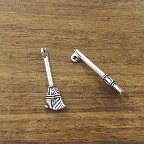 10pcs Charms beson broom 27*9mm Tibetan Silver Plated Pendants Antique Jewelry Making DIY Handmade Craft