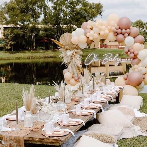 116pcs Cream Peach Balloon Garland Arch Kit Chrome Rose Gold White Globos Wedding Birthday Party Baby Shower Decoration Supplies