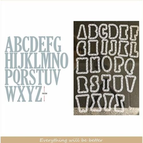 52Pcs/set 10Cm A-Z Alphabet Letter Words Metal Cutting Dies Match Coordinate 13Cm Plastic Stencil Diy Decorate Cards Craft Hot