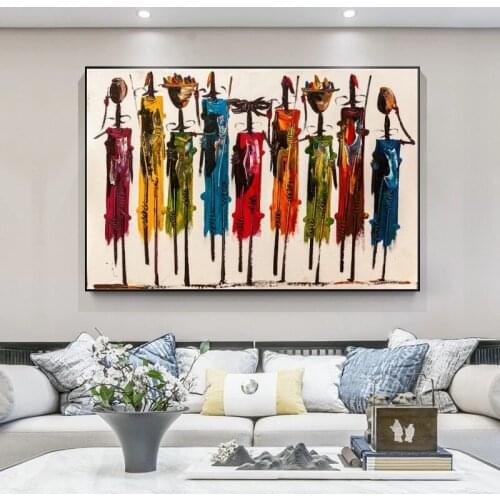 Abstract African Woman Oil Paintings on Canvas Posters and Prints Wall Art Portrait Pictures for Living Room Decor No Frame