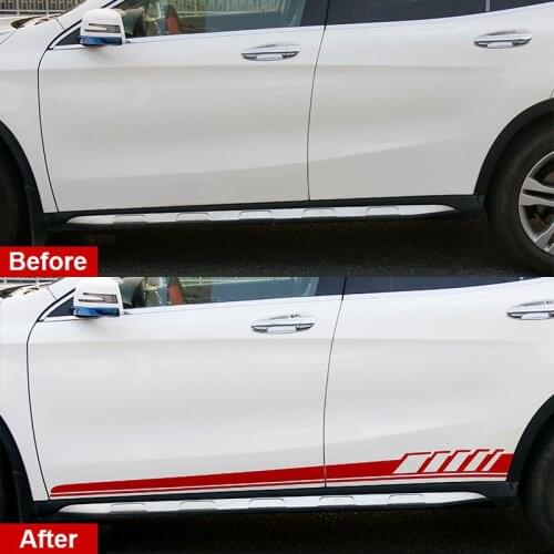 Car styling Waist Striped Side Decal Sports Sticker DIY Vinyl For W205 W203 W204 C Class C180 C200 C300 C63 Coupe C43