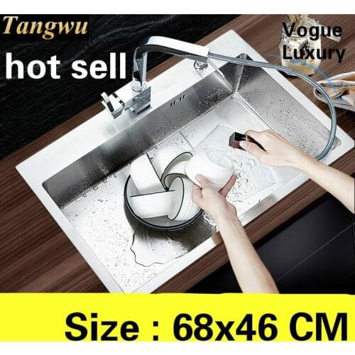 Free shipping Home vogue wash vegetables big kitchen manual sink single trough 4 mm 304 stainless steel 680x460 MM