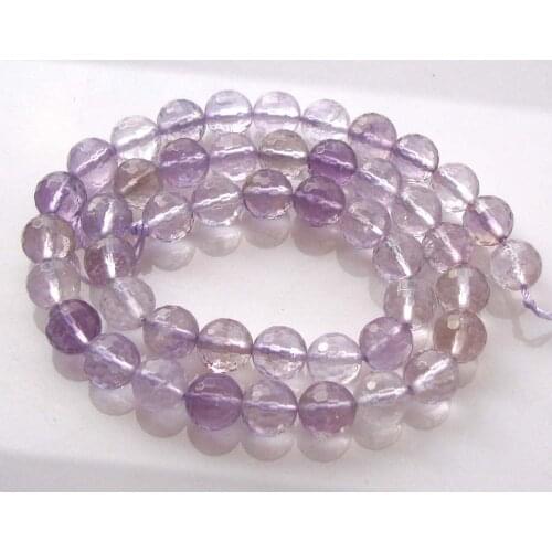 Natural light Ametrine Faceted Round Shape 8mm Loose Beads For Jewelry Making DIY Bracelet Necklace Earrings