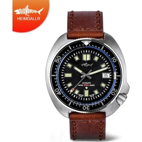 HEIMDALLR Mens Vintage Mechanical Watch Sapphire Automatic Watch NH35A Movement 200M Waterproof Diver Watches