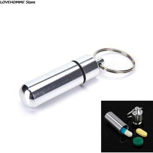 1pc Waterproof Aluminum Pill Box Medicine Case Container Bottle Holder Keychain Carabiner Outdoor Pill Case PillBox