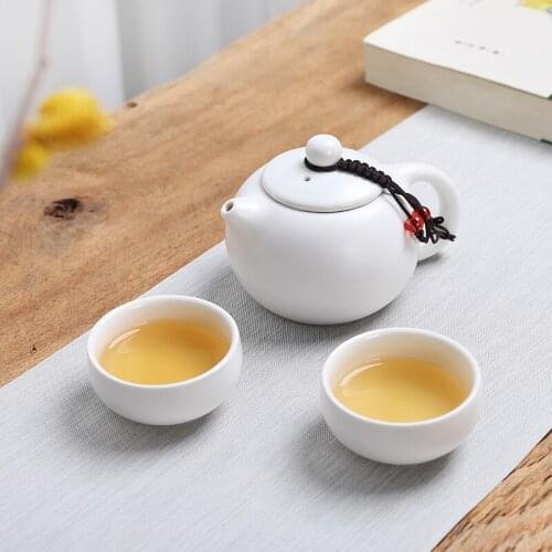 Chinese style ceramic Kungfu travel bag small tea set teacup teapot plate tea pot cup teaware gift