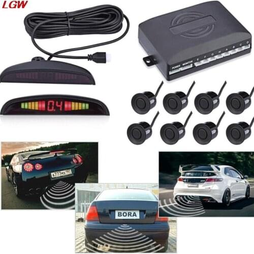 8-Probe LED Crescent Display Parking Sensor Black