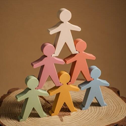 Baby Silicone Jenga Toys Montessori DIY Creative 1Set Educational Teether for Kids Gifts Humanoid Stacking Balance Game