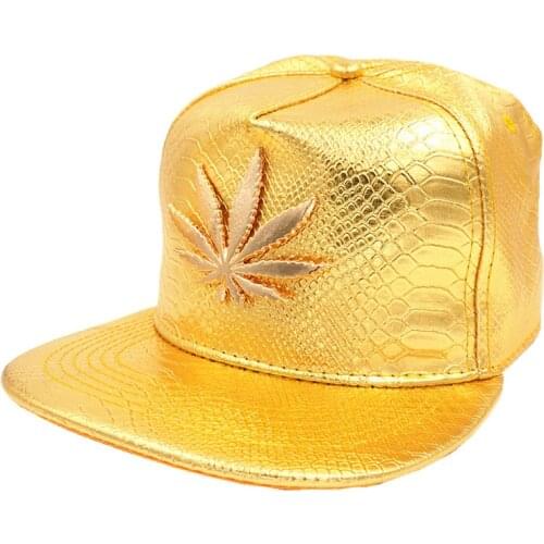 Doitbest Metal Golden Brand Leaves mens Baseball Cap hip hop cap leather Snapback Hats for men women gorras hombre