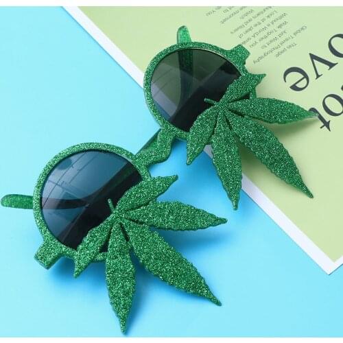 Green Maple Leaf Sunglasses Photobooth Props Queen Eyewear Party Props Funny Glasses Photo Booth Props Selfie Props Photo booth