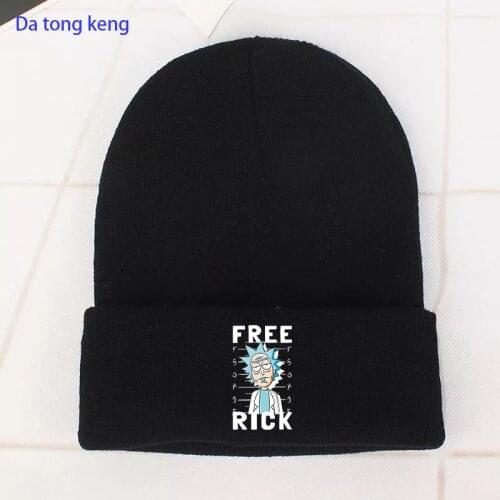 Anime Rick Cotton Casual Beanies for Men Women Knitted Winter Hat Solid Hip-hop Skullies Bonnet Unisex Cap