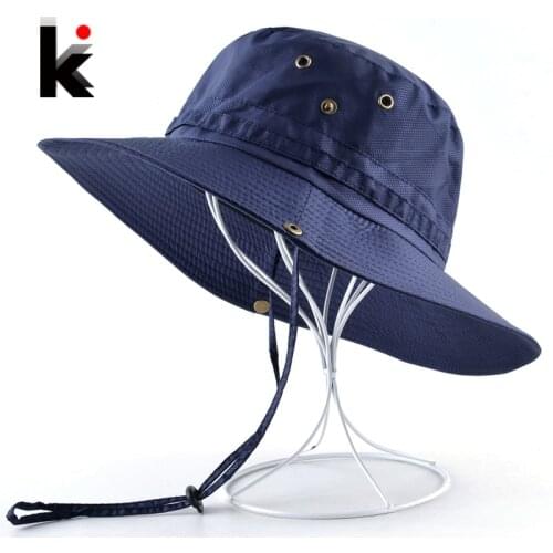 Mens Bob Sun Hat Wide Brim Bucket Hat Men Women Summer Anti-UV Visor Caps Outdoor Beach Chapeu Fishing Climbing Quick Dry Cap