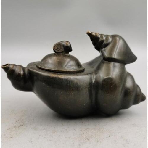 China brass conch shape teapot crafts statue