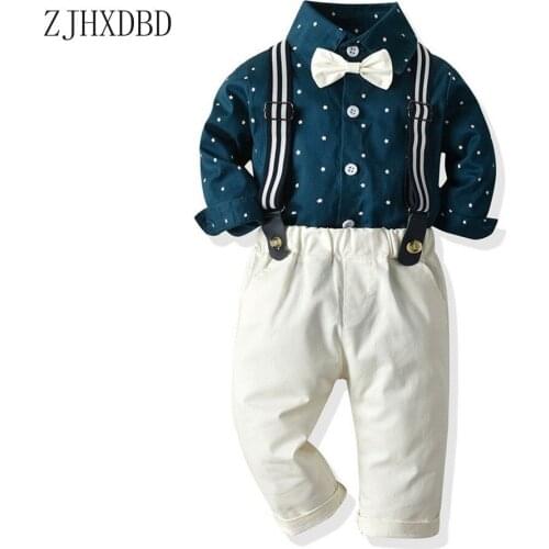 2020 Blazers Sets Suits Childrens Gentlemans Clothing Spring and Autumn Star Print Shirt Suspenders Two-piece Suit Clothing