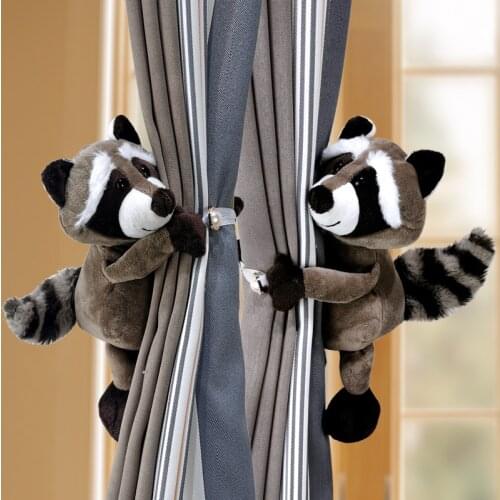 2pcs Creative Jungle Forest Animals Doll Curtain Tieback Holder Hooks Tie Backs Children Room Home Decoration Curtain Button