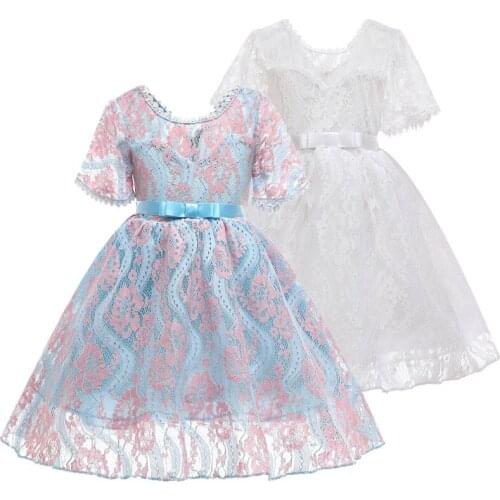 Baby Girls Lace Dress For Kids Summer Clothes Girl Vestidos Flower Princess Wedding Party Dresses Blue
